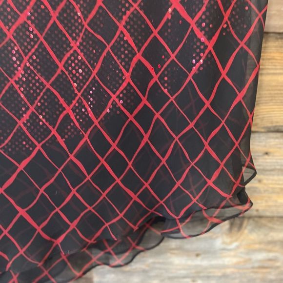 NWT Virgo Asymmetrical Diamond Sheer Overlay Sequined  Midi Short Sleeve Dress - Picture 3 of 6